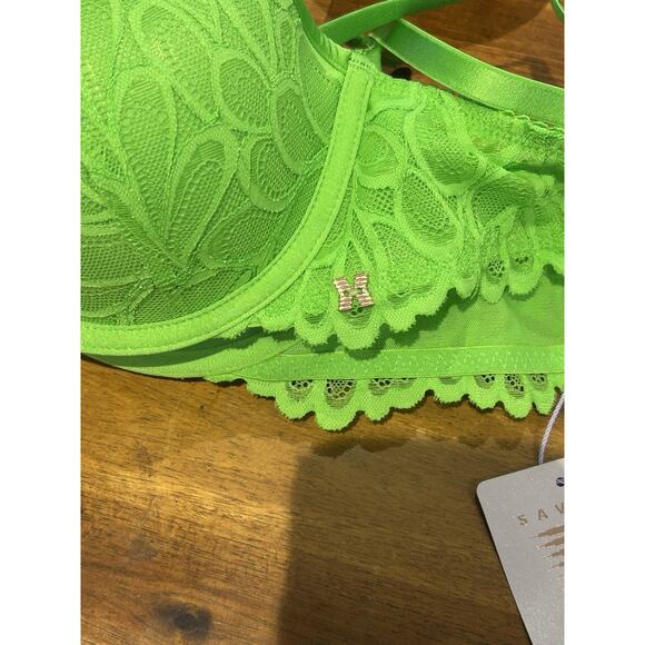 NWT Savage X Fenty Lace Textured Lime Green Bra Size 34D - Picture 3 of 7